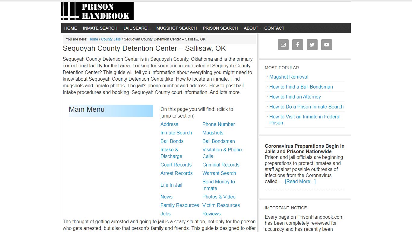 Sequoyah County Detention Center – Sallisaw, OK - Prison Handbook